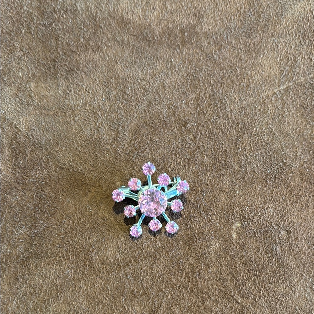 Pink and Green Floral Brooch